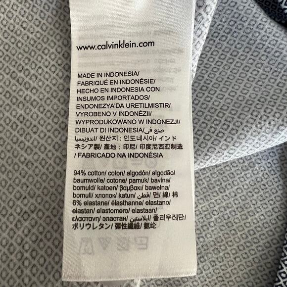 Calvin Klein Mens Infinite Gray Diamond Print Button Up Long Sleeve Size L Work - Picture 7 of 8